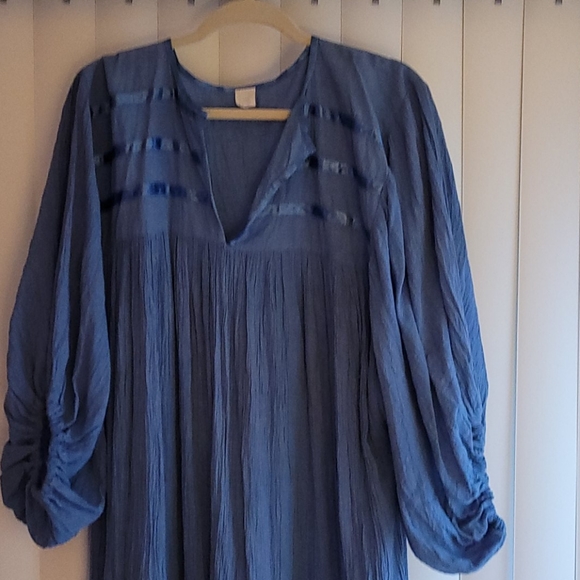 Blue 100% Cotton Midi Dress|Size M - Picture 2 of 4